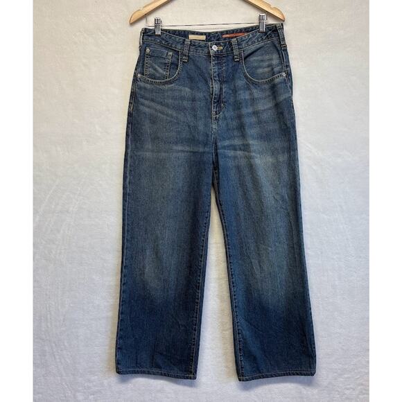 Pilcro Anthropologie High Rise Wide Leg Ankle Blue Denim Jeans Size 29 - Picture 2 of 15
